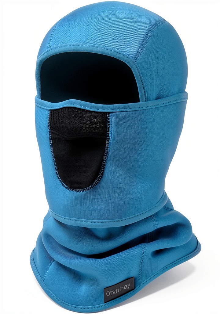 Child wearing Pavo balaclava while biking in winter